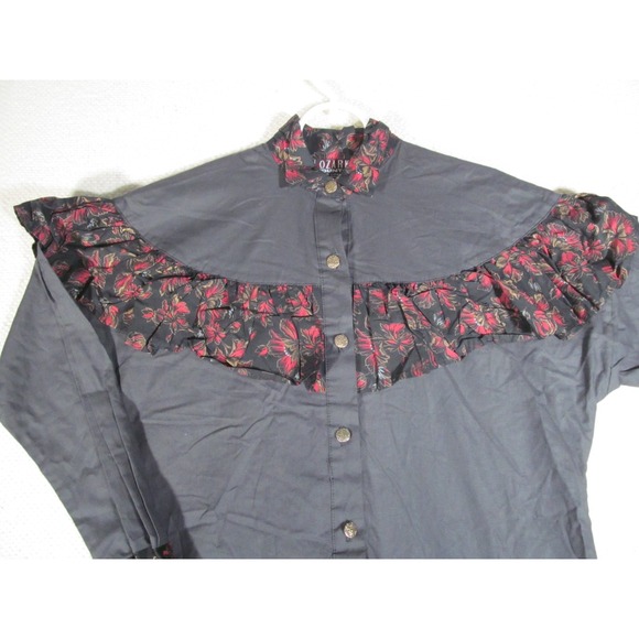 Vintage Ozark Mountain Jean Co Western Floral Yoke Women SM Shirt Made In USA - Picture 2 of 12